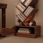Tree Bookshelf with Drawer Freestanding Wooden Book Tower Tall Narrow Bookcase for Home Office | Bedroom and Kids Room