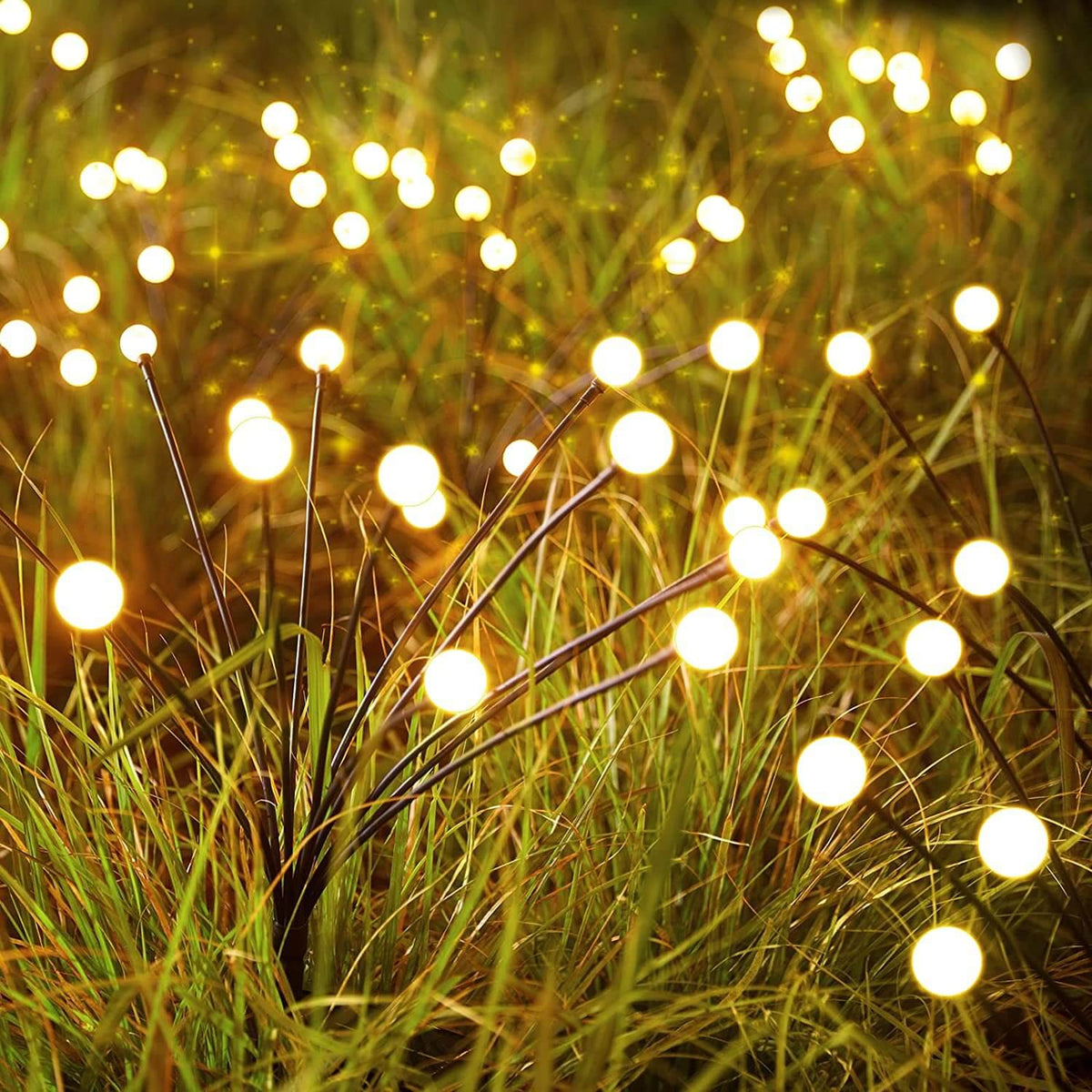 Solar Firefly Garden Lights Swaying LED Stake Lights Outdoor Waterproof Pathway Lights with Dusk to Dawn Sensor for Borders | Patio and Lawn