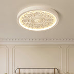 Carved LED Ceiling Light Round Ornate Flush Mount Ceiling Lamp for Bedroom and Living Room