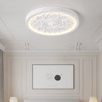 Carved LED Ceiling Light Round Ornate Flush Mount Ceiling Lamp for Bedroom and Living Room