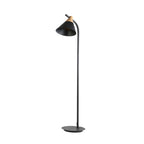 Macaron Floor Lamp Nordic Metal Standing Lamp with Cone Shade and Wooden Joint Curved Reading Lamp for Living Room and Bedroom