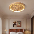 Carved LED Ceiling Light Round Ornate Flush Mount Ceiling Lamp for Bedroom and Living Room