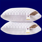 Hotel Quality Bed Pillow Quilted Polyester Pillow with Washable Cover Shape Retaining Filling for Back | Side and Front Sleepers Low | Medium or High