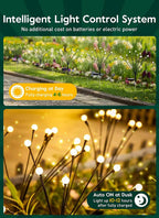 Solar Firefly Garden Lights Swaying LED Stake Lights Outdoor Waterproof Pathway Lights with Dusk to Dawn Sensor for Borders | Patio and Lawn