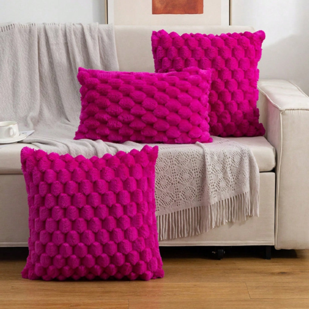 Soft Marshmallow Cushion Cover Plush Textured Faux Fur Pillowcase for Sofa