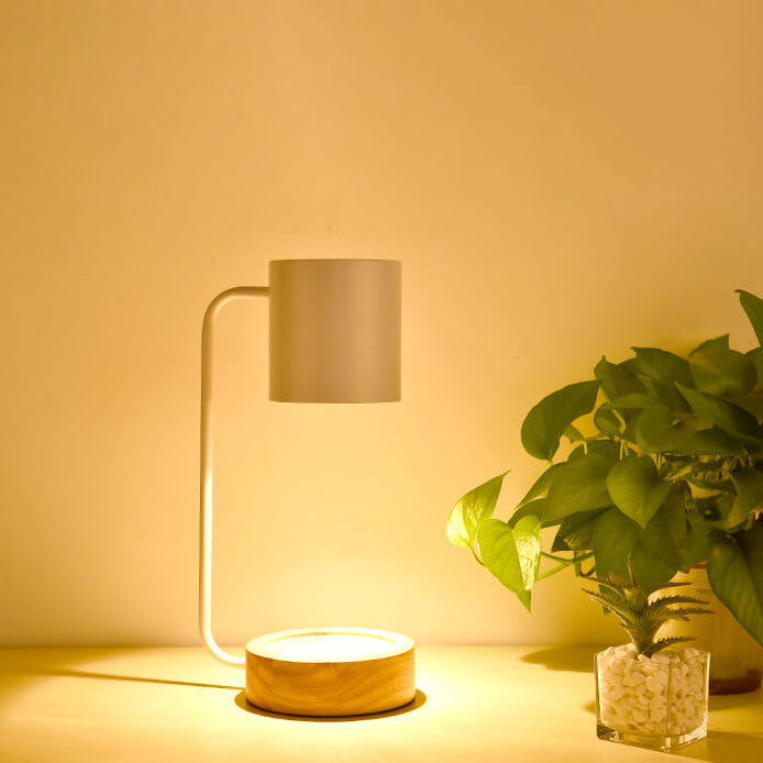 Candle Warmer Lamp Dimmable Wooden Base Electric Wax Melt Lamp with Optional Timer Japanese Minimalist Table Lamp for Bedroom