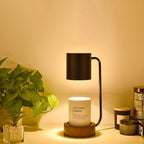 Candle Warmer Lamp Dimmable Wooden Base Electric Wax Melt Lamp with Optional Timer Japanese Minimalist Table Lamp for Bedroom
