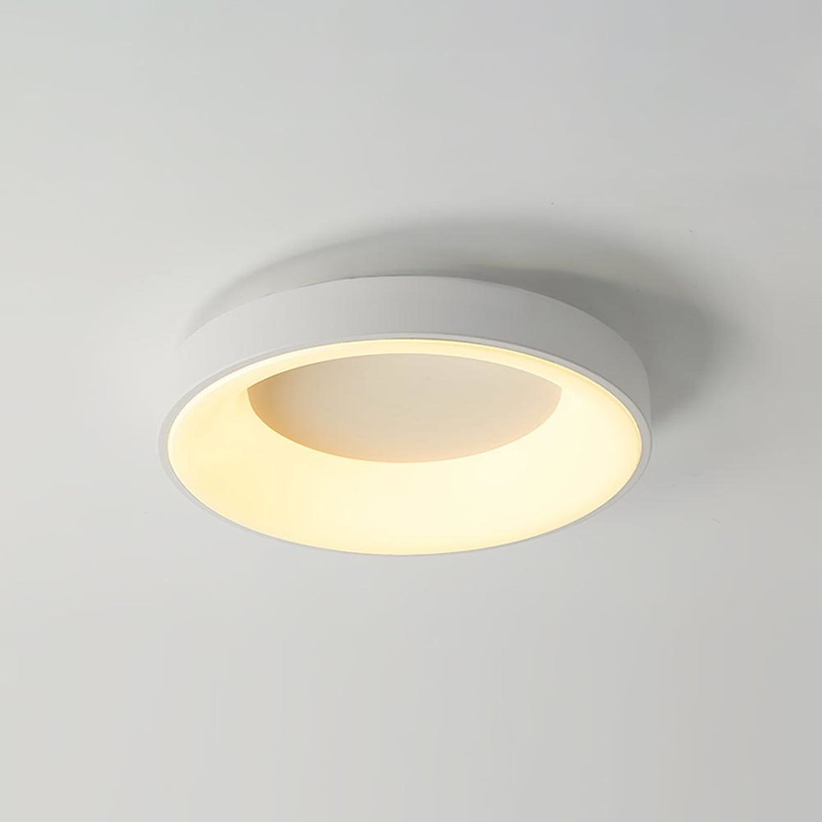 Modern Wrought Iron Flush Mount Ceiling Light With Tri-Colour LED Glow in White — Ashbury Home & Living