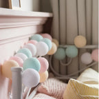 Cotton Ball String Lights LED Fairy Lights with Woven Cotton Balls Battery or USB Powered Garland Lights for Bedroom | Living Room | Nursery and Party