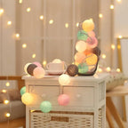 Cotton Ball String Lights LED Fairy Lights with Woven Cotton Balls Battery or USB Powered Garland Lights for Bedroom | Living Room | Nursery and Party