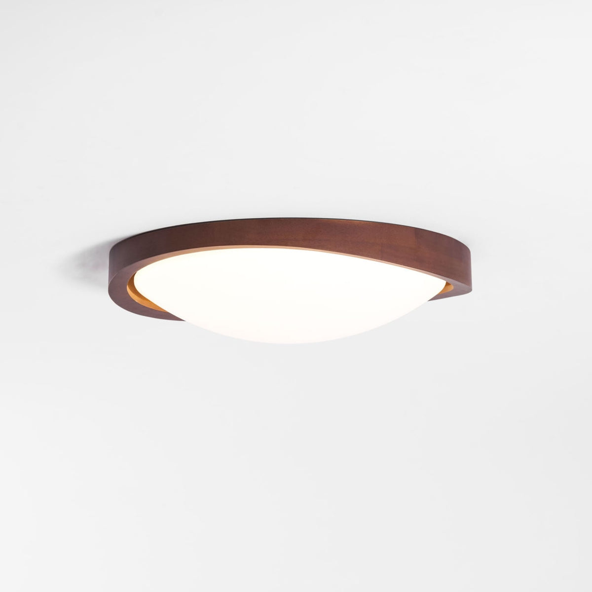 Modern Wood-Effect Fabric Flush Mount Ceiling Light With Tri-Colour Glow — Ashbury Home & Living