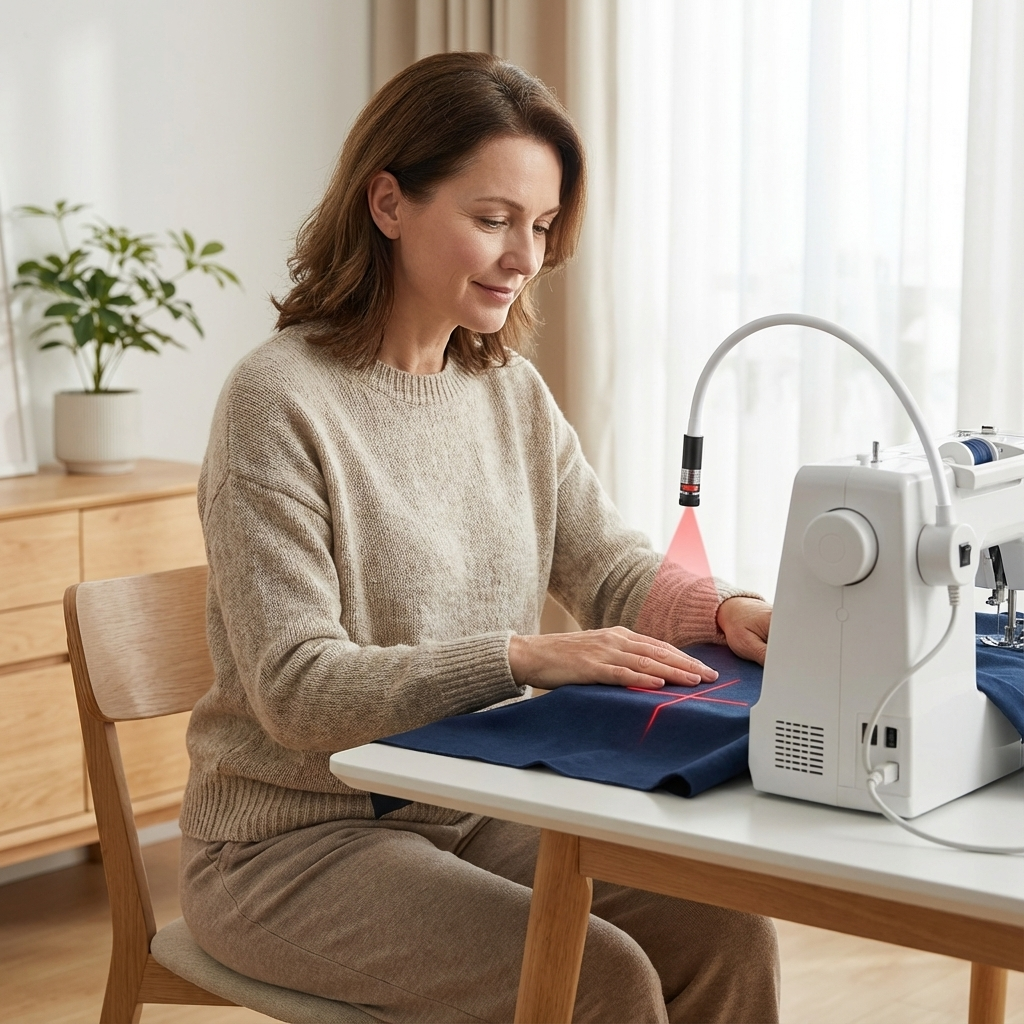 Magnetic Laser Guide Light for Sewing Machines Flexible Gooseneck Stitch Line Projector USB Powered Quilting Seam Guide Crosshair | Line or Dot
