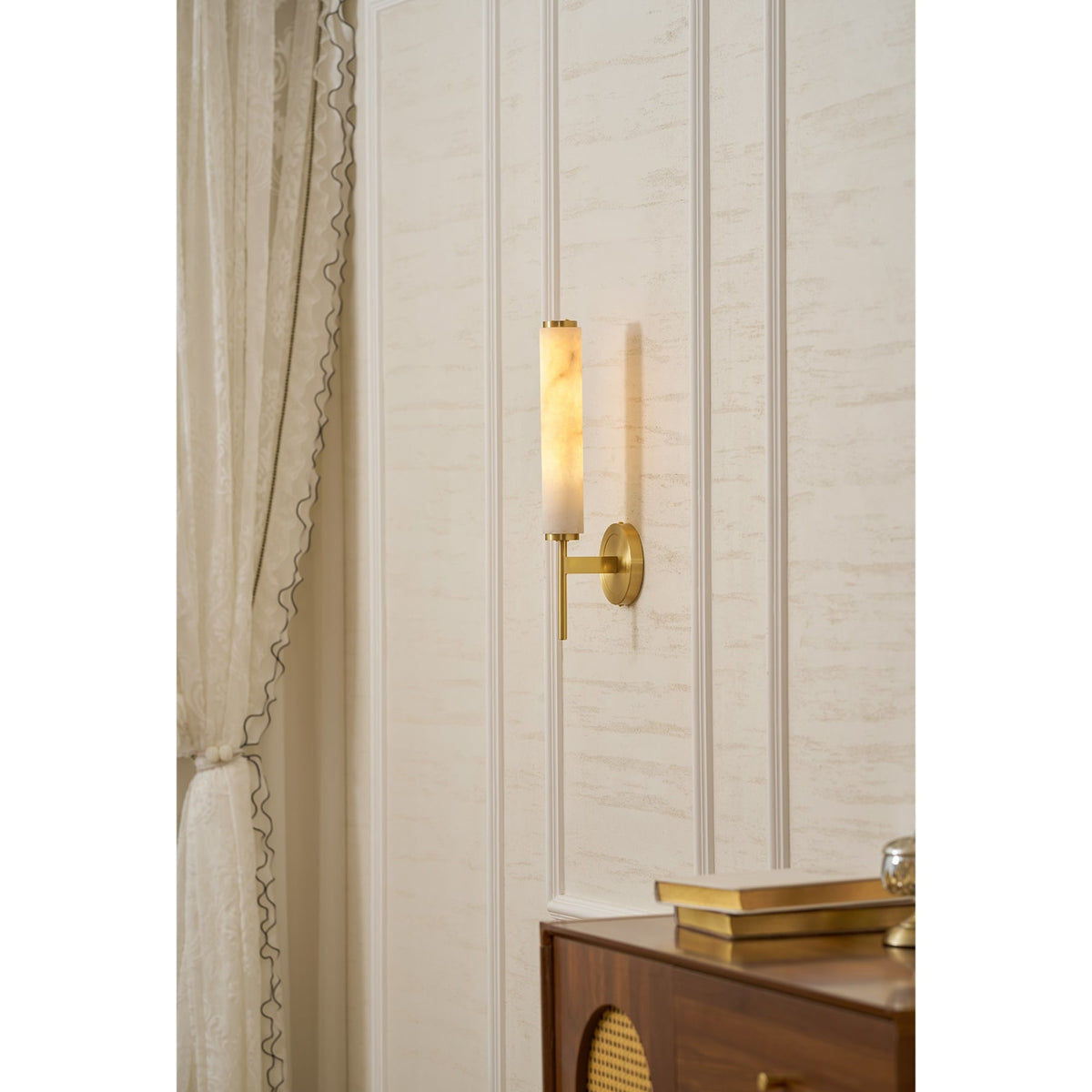 Modern Metal and Faux Alabaster Wall Light for Living Room — Ashbury Home & Living