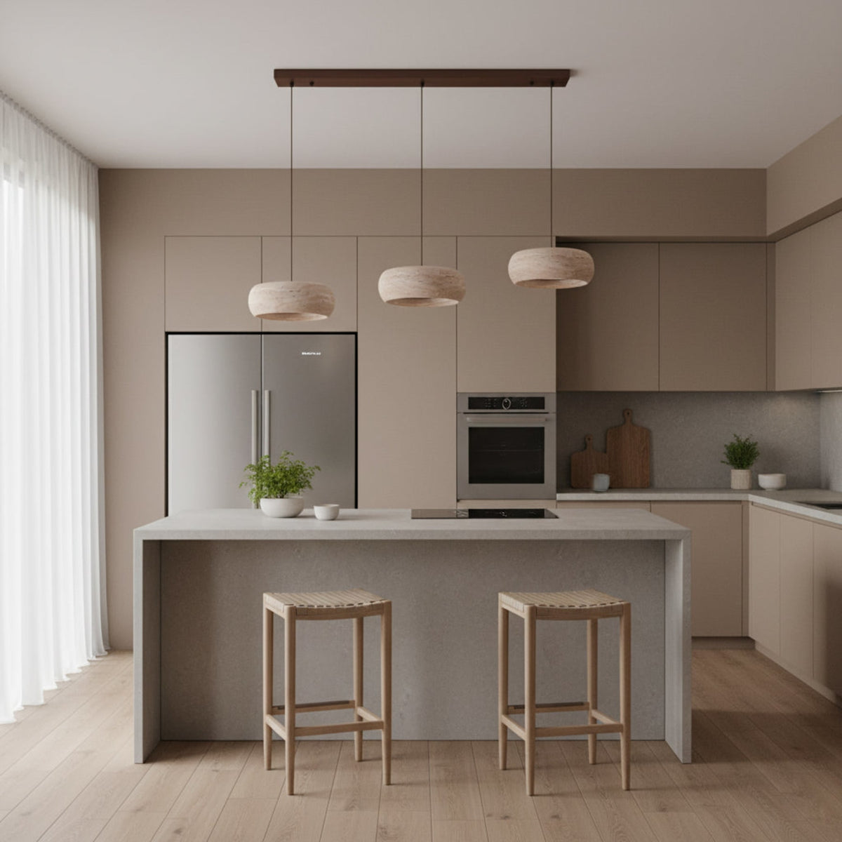 Modern Travertine Stone Pendant Light With Dimmable Remote Control — Ashbury Home & Living