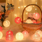 Cotton Ball String Lights LED Fairy Lights with Woven Cotton Balls Battery or USB Powered Garland Lights for Bedroom | Living Room | Nursery and Party