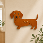 Dachshund Wall Clock Wooden Silent Non Ticking Clock Swinging Tail or Leg Pendulum Sausage Dog Decor for Living Room | Kitchen and Kids Room