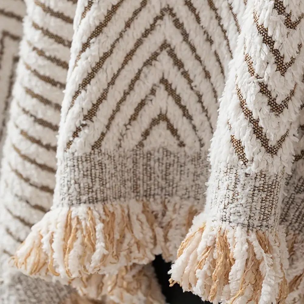 Herringbone Sofa Cover Woven Chenille Look Couch Throw with Fringe Non Slip Washable Furniture Protector for Sofa | Armchair and Bed