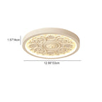 Carved LED Ceiling Light Round Ornate Flush Mount Ceiling Lamp for Bedroom and Living Room
