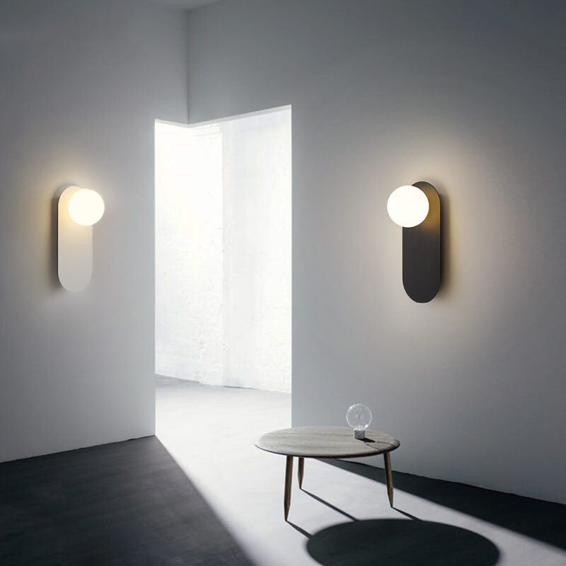 Nordic Wall Light Glass Globe Wall Sconce with Metal Ring Base Minimalist Bedside Wall Lamp for Bedroom | Hallway and Living Room