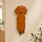 Dachshund Wall Clock Wooden Silent Non Ticking Clock Swinging Tail or Leg Pendulum Sausage Dog Decor for Living Room | Kitchen and Kids Room