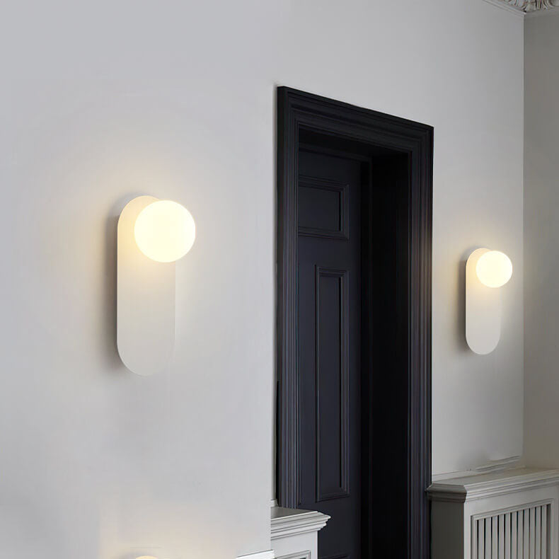 Nordic Wall Light Glass Globe Wall Sconce with Metal Ring Base Minimalist Bedside Wall Lamp for Bedroom | Hallway and Living Room