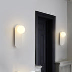 Nordic Wall Light Glass Globe Wall Sconce with Metal Ring Base Minimalist Bedside Wall Lamp for Bedroom | Hallway and Living Room