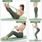 Pedal Resistance Band Four Tube Latex Sit Up Pull Rope with Foam Handles and Non Slip Foot Pedals Home Workout Trainer for Abdominal | Arm and Leg