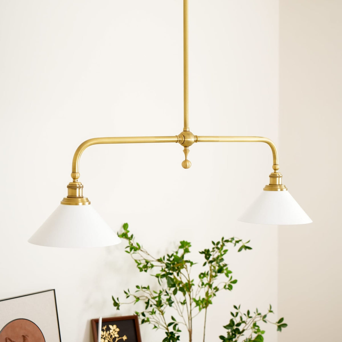 Modern Brass Pendant Light With Ceramic Shades for Dining Room — Ashbury Home & Living
