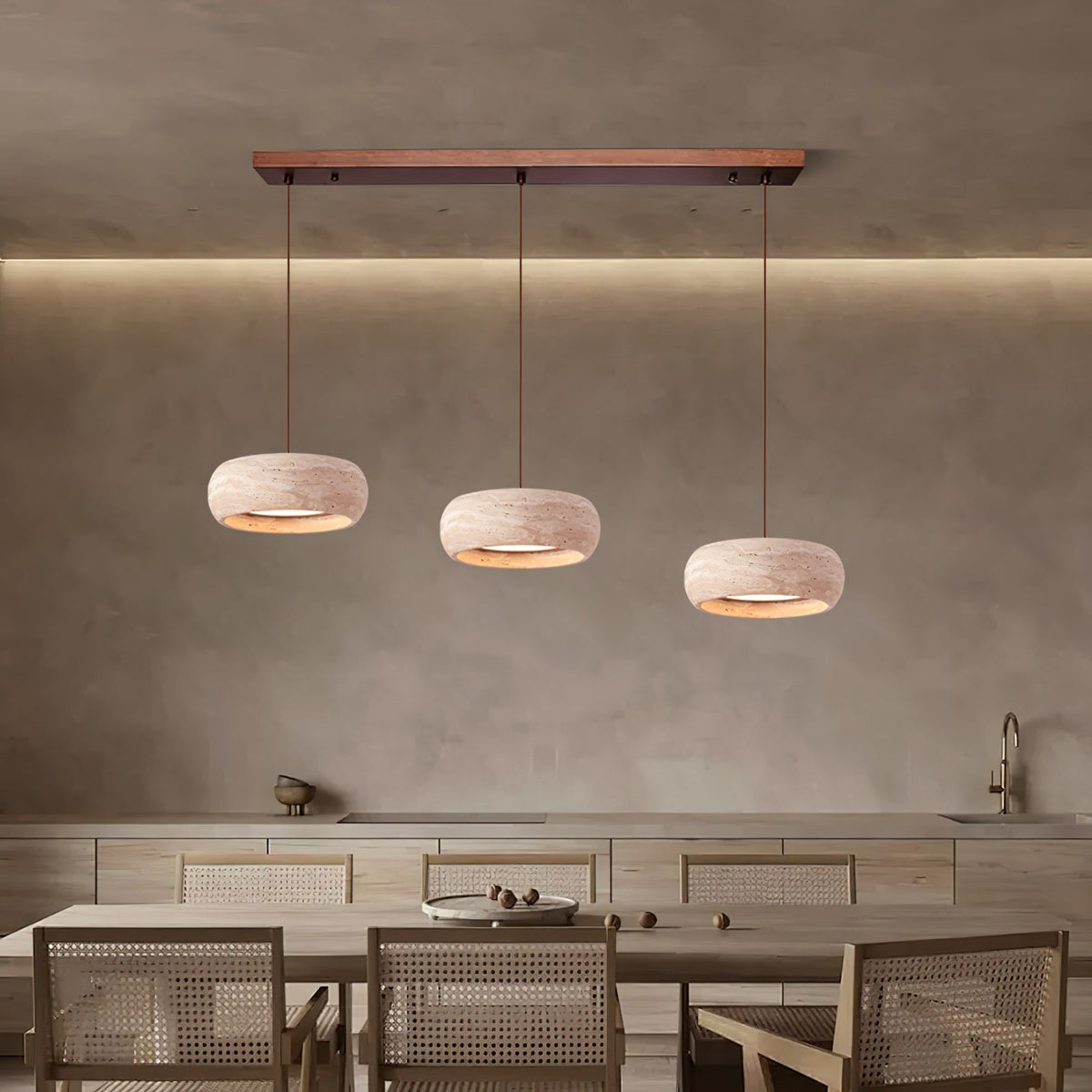 Modern Travertine Stone Pendant Light With Dimmable Remote Control — Ashbury Home & Living