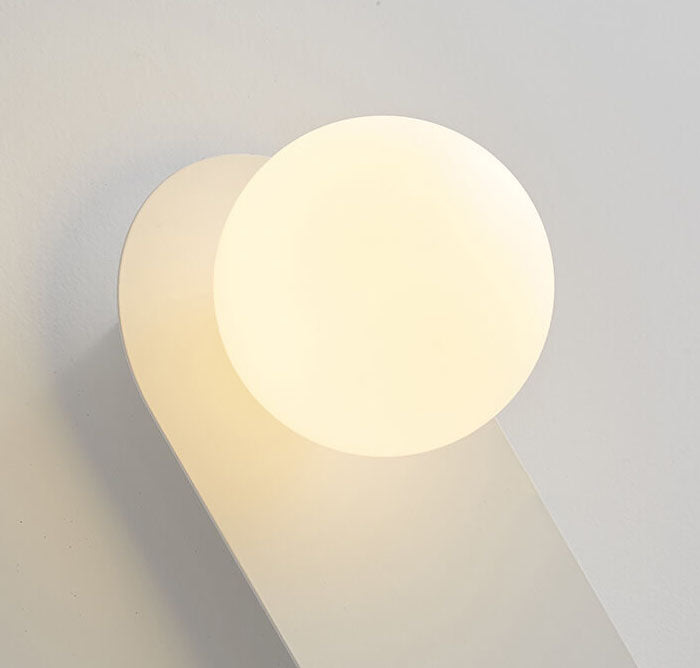 Nordic Wall Light Glass Globe Wall Sconce with Metal Ring Base Minimalist Bedside Wall Lamp for Bedroom | Hallway and Living Room