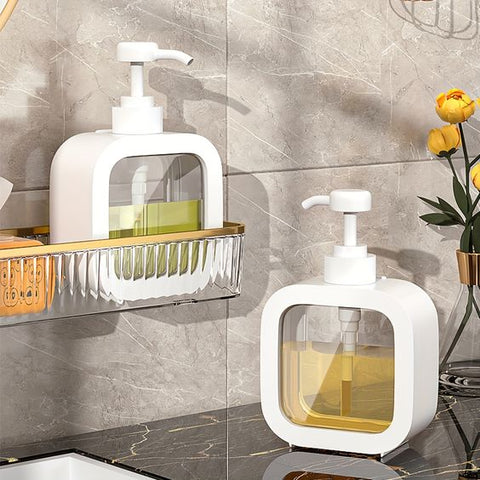Refillable Soap Dispenser Pump Bottle Square Minimalist Hand Soap and Lotion Dispenser for Bathroom Basin | Kitchen Sink and Shower