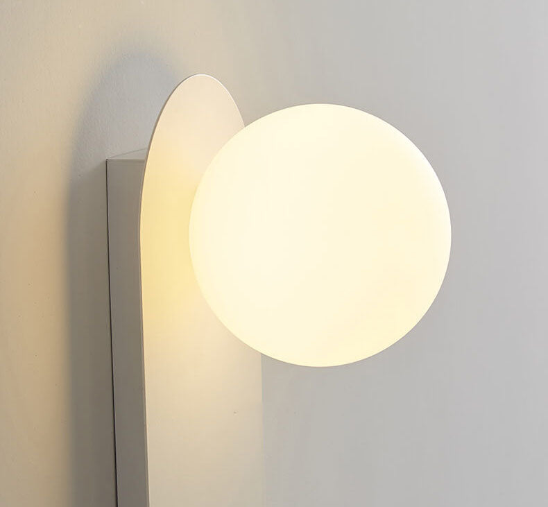 Nordic Wall Light Glass Globe Wall Sconce with Metal Ring Base Minimalist Bedside Wall Lamp for Bedroom | Hallway and Living Room