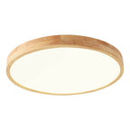 Solid Wood LED Ceiling Light Round Ultra Slim Flush Mount Ceiling Lamp Nordic Wooden Frame for Living Room and Bedroom