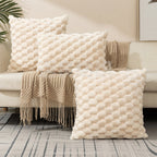 Soft Marshmallow Cushion Cover Plush Textured Faux Fur Pillowcase for Sofa