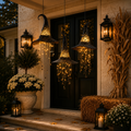 Light Up Witch Hat Hanging Decoration Battery Operated LED Halloween Hat with Star or Moon Charms and Remote Control for Porch | Window and Entryway