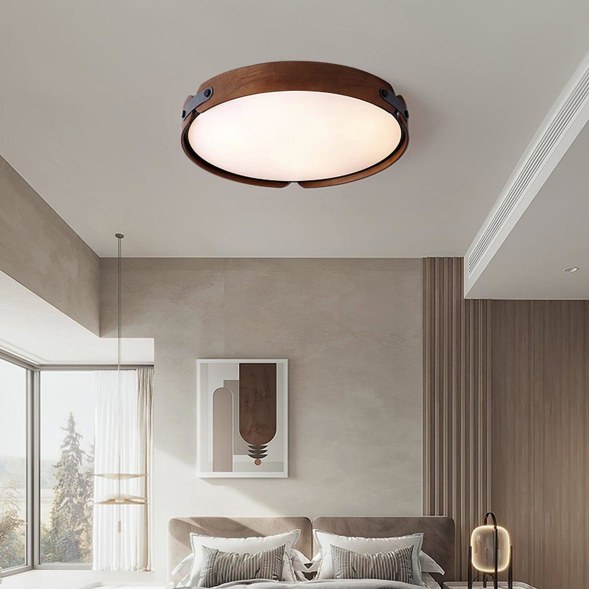 Scandinavian Wood Flush Mount Ceiling Light With Slim Low-Profile Design — Ashbury Home & Living