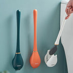 Teardrop Silicone Toilet Brush Set Wall Mounted Drip Holder Flexible Bristle Head Quick Drying Hygienic Loo Brush with Adhesive Hook | Single or Twin