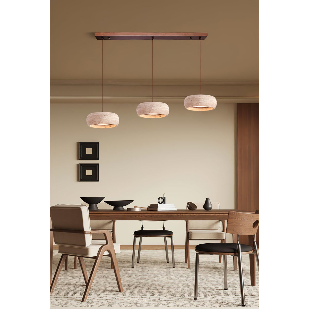 Modern Travertine Stone Pendant Light With Dimmable Remote Control — Ashbury Home & Living