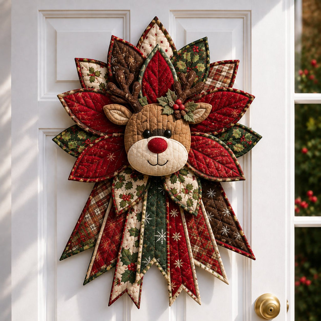 Christmas Door Hanger Sewing Kit Quilted Patchwork Wall Hanging DIY Craft Kit with Fabric | Templates and Instructions for Beginners