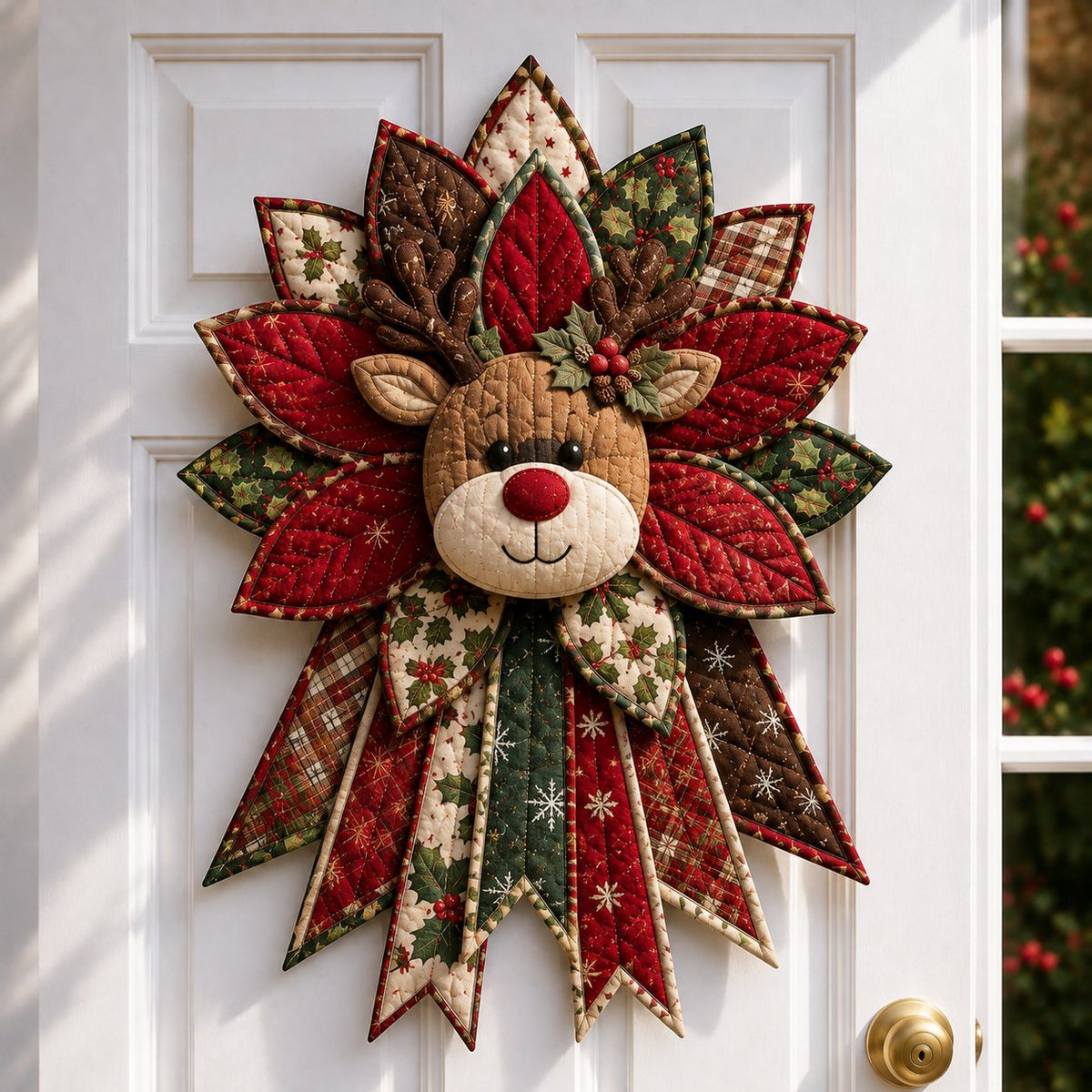 Christmas Door Hanger Sewing Kit Quilted Patchwork Wall Hanging DIY Craft Kit with Fabric | Templates and Instructions for Beginners