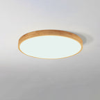 Solid Wood LED Ceiling Light Round Ultra Slim Flush Mount Ceiling Lamp Nordic Wooden Frame for Living Room and Bedroom