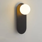 Nordic Wall Light Glass Globe Wall Sconce with Metal Ring Base Minimalist Bedside Wall Lamp for Bedroom | Hallway and Living Room
