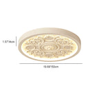 Carved LED Ceiling Light Round Ornate Flush Mount Ceiling Lamp for Bedroom and Living Room