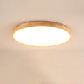 Solid Wood LED Ceiling Light Round Ultra Slim Flush Mount Ceiling Lamp Nordic Wooden Frame for Living Room and Bedroom