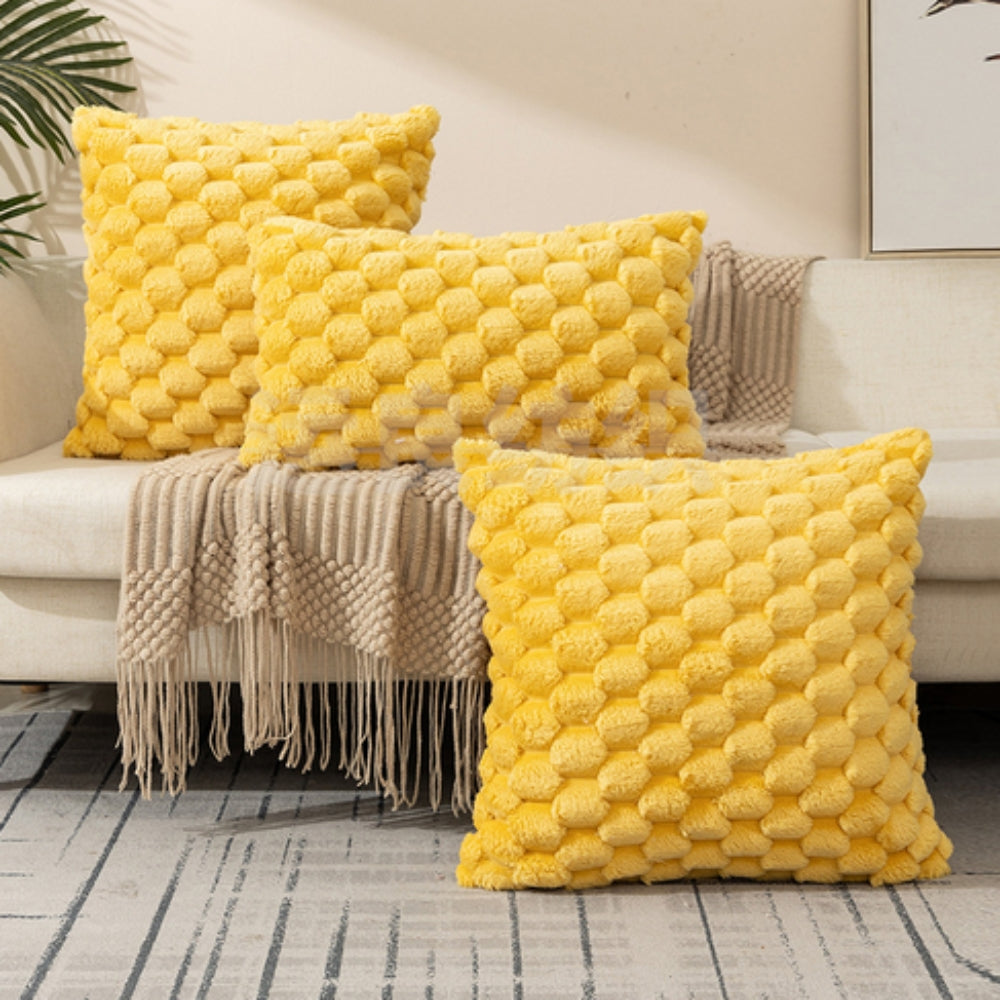Soft Marshmallow Cushion Cover Plush Textured Faux Fur Pillowcase for Sofa