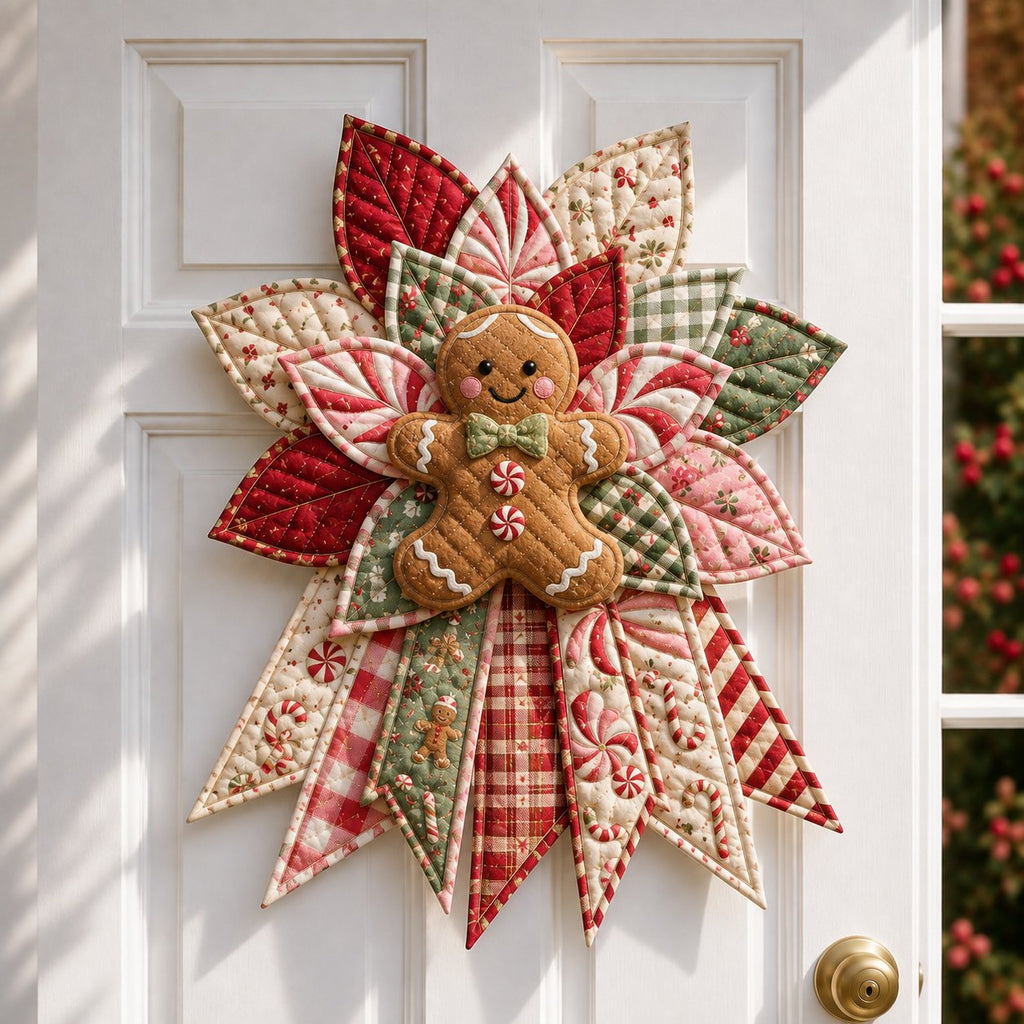 Christmas Door Hanger Sewing Kit Quilted Patchwork Wall Hanging DIY Craft Kit with Fabric | Templates and Instructions for Beginners