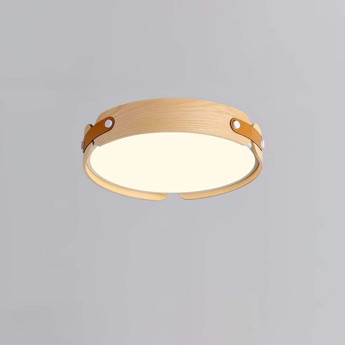 Scandinavian Wood Flush Mount Ceiling Light With Slim Low-Profile Design in Wood Colour — Ashbury Home & Living