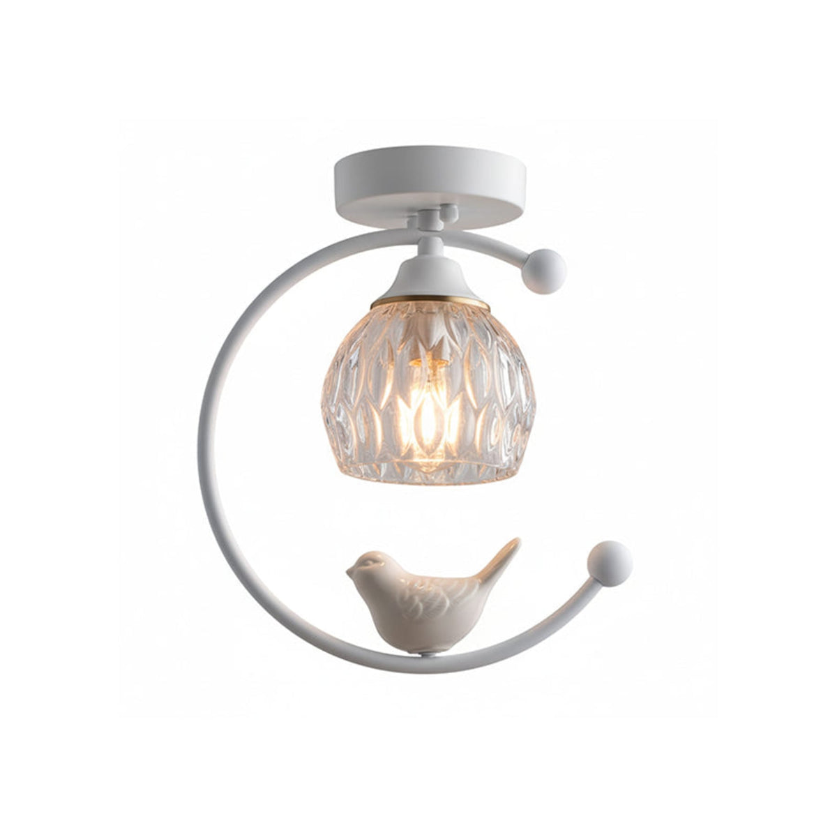 Contemporary Solid Brass Flush Mount Ceiling Light in White — Ashbury Home & Living