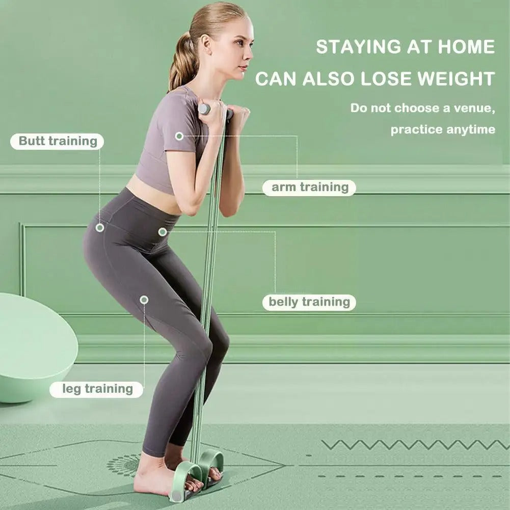 Pedal Resistance Band Four Tube Latex Sit Up Pull Rope with Foam Handles and Non Slip Foot Pedals Home Workout Trainer for Abdominal | Arm and Leg