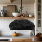 Bohemian Rattan Pendant Light With Woven Dome Shade